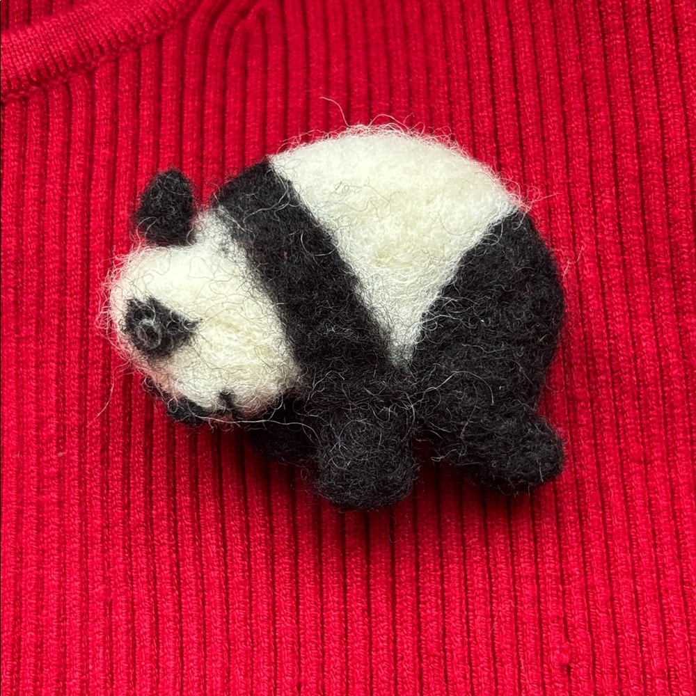 Brand new! Black and White Felt Panda Brooch